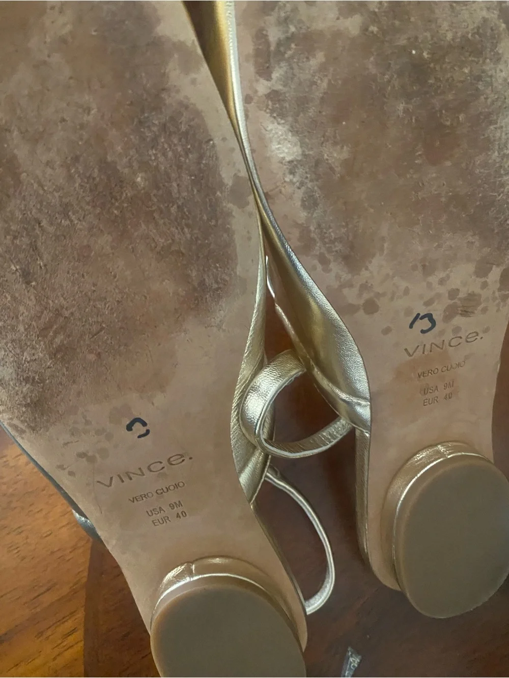 Vince Venice Leather Slingback Flats Gold Metalic Size 9